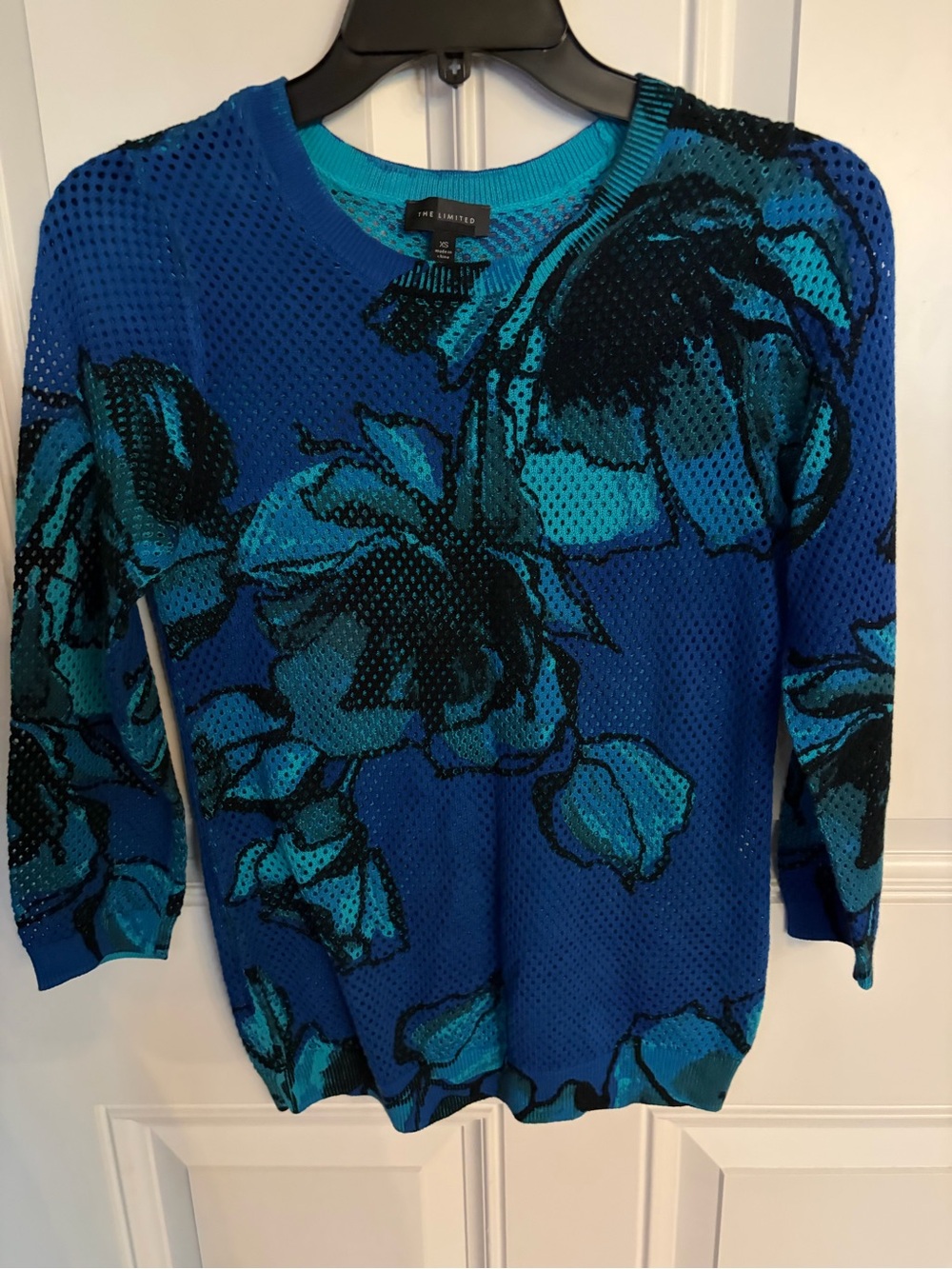 The Limited Blue & Teal Floral Crewneck Sweater